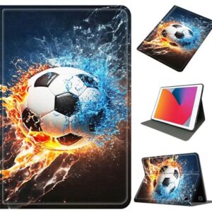 Durable Case for Amazon Fire HD 10 & 10 Plus Tablet (13th/11th Generation, 2023/2021, 10.1″), PU Leather Stand Cover with Auto Wake/Sleep, Slim Shockproof Protective Shell, Soccer Ball