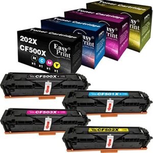 EASYPRINT Compatible 202X 202A CF500X CF500A Toner Cartridge Work for HP M281fdw M254dw M254dn M254nw M281dw MFP M281fdn M281cdw M281 M254 Printer, (4-Pack, BK/C/M/Y)