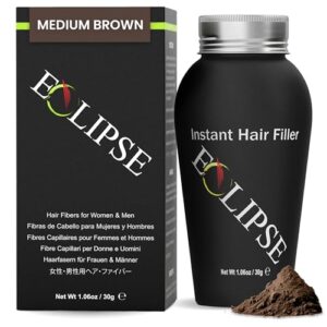 ECLIPSE Hair Fibers Medium Brown for Thinning Hair for Women & Men to Conceal Hair Loss in 15 Seconds – 100% Undetectable Hair Building Fibers, 30g