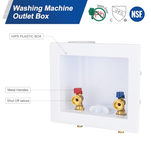 EFIELD Universal Washing Machine Outlet Box, 1/2-inch Pex Crimp Inlet x 3/4 inch MHT Outlet Connection, Center Drain - Image 7