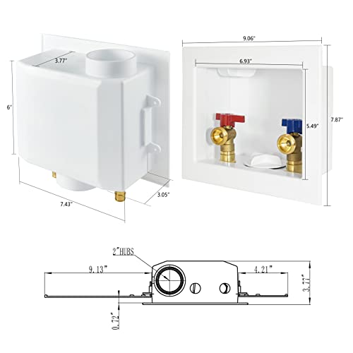 EFIELD Washing Machine Outlet Box, 1/2-inch Pex Crimp Inlet with Center Drain, White,(WM002) - Image 3