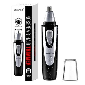 Ear and Nose Hair Trimmer Clipper – 2025 Professional Painless Eyebrow & Facial Hair Trimmer for Men Women, Battery-Operated Trimmer with IPX7 Waterproof, Dual Edge Blades for Easy Cleansing Black