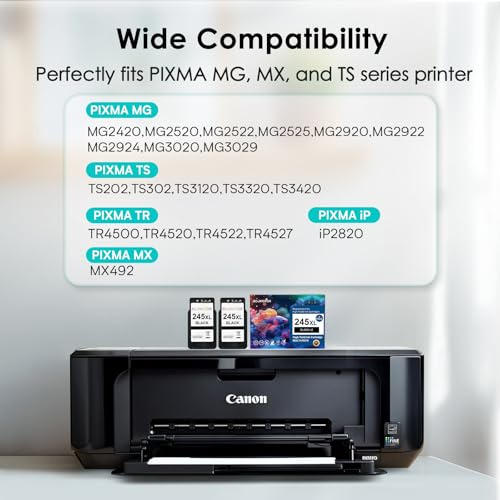 EcoVictor 245XL Black Ink Cartridge Replacement for Canon 245 XL PG-245 XL (Black 2 Pack) Compatible to Pixma MX490 MX492 MG2522 TR4520 TR4500 TS3122 TS3322 MG2520 MG2500 MG3022 TS3320 TR4522 Printer - Image 3