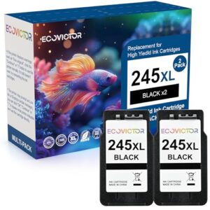 EcoVictor 245XL Black Ink Cartridge Replacement for Canon 245 XL PG-245 XL (Black 2 Pack) Compatible to Pixma MX490 MX492 MG2522 TR4520 TR4500 TS3122 TS3322 MG2520 MG2500 MG3022 TS3320 TR4522 Printer