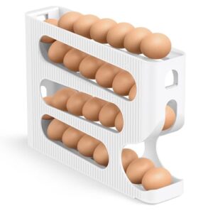 Egg Holder for Fridge, Automatic Rolling Egg Dispenser for Refrigerator, Countertop, Kitchen – Space-saving Egg Roller/Organizer/Storage/Container/Tray for Fridge – 1 Pack for 28 Large Size Eggs