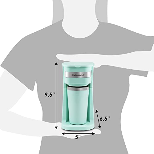 Elite Gourmet EHC117M Personal Single-Serve Compact Coffee Maker Brewer Includes 14Oz. Thermal Travel Mug with Stainless Steel Interior, Compatible with Coffee Grounds, Reusable Filter, Mint - Image 3