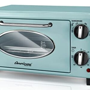 Elite Gourmet by Maximatic Americana Collection ETO147M Diner 50’s Retro Countertop Toaster oven, Bake, Toast, Fits 8” Pizza, Temperature Control & Adjustable 60-Minute Timer 1000W, 2 Slice, Mint