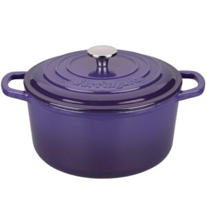 Enameled Cast Iron Dutch Oven Pot with Lid, for Sourdough Bread Baking, Round Dutch Ovens, 4.5 Quart, Purple
