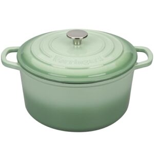 Enameled Cast Iron Dutch Oven Pot with Lid, for Sourdough Bread Baking, Round Dutch Ovens, 6 Quart, Green