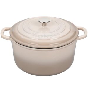 Enameled Cast Iron Dutch Oven Pot with Lid, for Sourdough Bread Baking, Round Dutch Ovens, 6 Quart, Latte