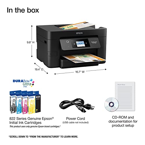 Epson Workforce Pro WF-3823 Wireless All-in-One Printer with Auto 2-Sided Printing, 35-Page ADF, 250-Sheet Paper Tray and 2.7" Color Touchscreen, Black - Image 6