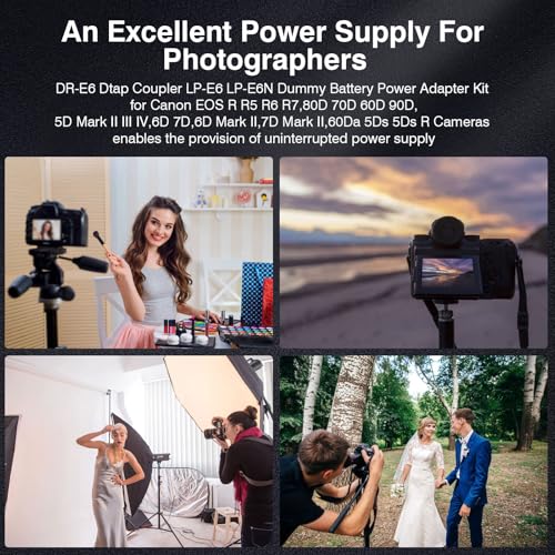 F1TP D-Tap to DR-E6 Dummy Battery Coiled Cable for V-Mount Battery - Replace LP-E6, LP-E6N, LP-E6NH Coupler for Canon EOS 5DS, 5DSR, 5D Mark II, 5D III, 5D IV, 60D, 60Da, 6D, 70D, 7D, 7D II, 80D - Image 3
