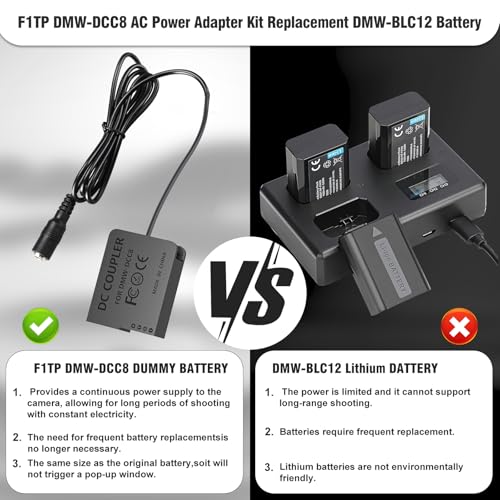 F1TP DMW-AC10 DMW-DCC8 AC Power Adapter Dummy Battery for Panasonic Lumix DMC-G5 G6 G7 GX8 G80 G81 G85 GH2 GH2K FZ200 FZ300 FZ2000 G90 G99 Cameras. - Image 4