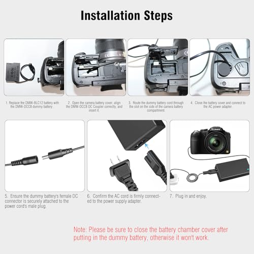 F1TP DMW-AC10 DMW-DCC8 AC Power Adapter Dummy Battery for Panasonic Lumix DMC-G5 G6 G7 GX8 G80 G81 G85 GH2 GH2K FZ200 FZ300 FZ2000 G90 G99 Cameras. - Image 5