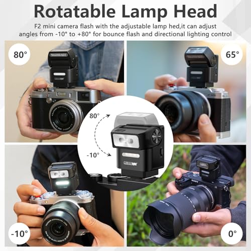 F2 Mini Camera Flash 2.4GHz Wireless Off-Camera Flash for Canon/Sony ZV1/Fuji/Nikon/Ricoh Gr3/Digital Camera/Hot Shoe Flash for DSLR Camera/Magnetic Base & 10m Remote Control(Black). - Image 6