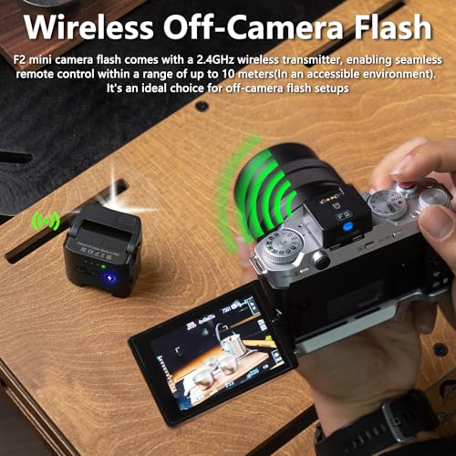 F2 Mini Camera Flash 2.4GHz Wireless Off-Camera Flash for Canon/Sony ZV1/Fuji/Nikon/Ricoh Gr3/Digital Camera/Hot Shoe Flash for DSLR Camera/Magnetic Base & 10m Remote Control(Black). - Image 7