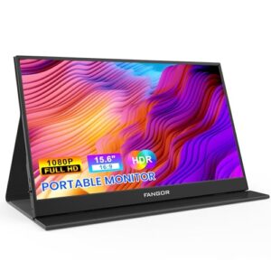 FANGOR Portable Monitor, 15.6″ FHD 1080P Travel Monitor for Laptop, Ultra-Slim HDR IPS Computer Gaming Display, USB-C HDMI Screen Extender with Smart Cover for Laptop PC Phone Mac Xbox PS4/5 Switch