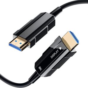 Fiber Optic HDMI Cable 50ft, 8K Long HDMI 2.1 Cable, Ultra High Speed Fiber HDMI Cord, 48Gbps, 8K@60Hz 4K@120Hz, Dynamic HDR, eARC, HDCP 2.2&2.3, 3D, for HDTV Monitor Game Laptop Xbox PS4/PS5