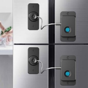 Fingerprint Fridge Lock (2 Pack),Refrigerator Lock with Fingerprint,for Fridge, Cabinet Locks, Drawers, Dishwasher, Toilet and Cabinet Locks Baby Proofing, 3M Adhesive No Drilling (Black)