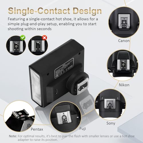 G12 Mini Camera Flash Speedlite, GN12 5600K,USB-C Charging Built-in 1200mAh Battery Compatible for Canon/Sony/Fujifilm/Nikon/Panasonic/Olympus,Speedlight Photography for Cameras with Single-Contact - Image 3