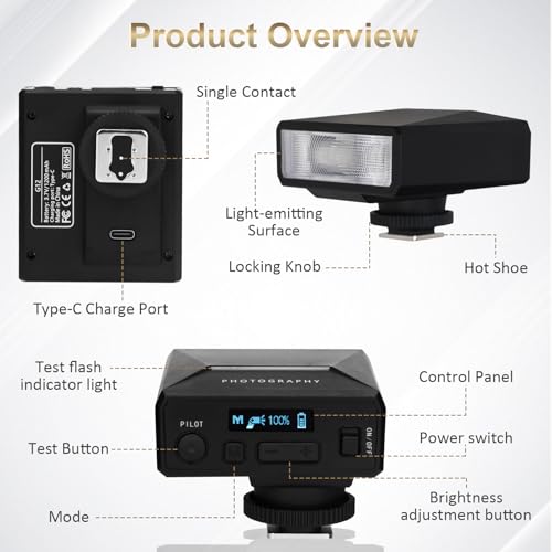 G12 Mini Camera Flash Speedlite, GN12 5600K,USB-C Charging Built-in 1200mAh Battery Compatible for Canon/Sony/Fujifilm/Nikon/Panasonic/Olympus,Speedlight Photography for Cameras with Single-Contact - Image 7