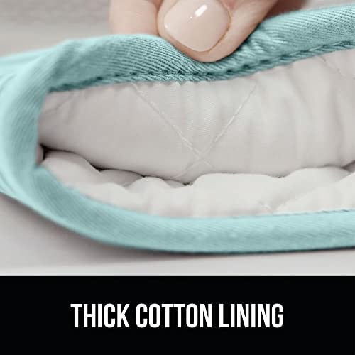 GORILLA GRIP Heat Resistant Durable Silicone Oven Mitts, BPA-Free Protective Grilling Potholders, Soft Cotton Lining, Flexible Waterproof Cooking Mitt Set, Kitchen Home Essentials, 12.5x8.3, Mint - Image 6