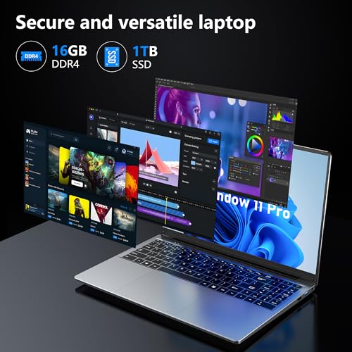 Gaming Laptop, 16 Inch Laptop Computer with Windows 11 Pro, Intel 12th Gen N150 Processor(up to 3.6GHz), 16GB RAM 1TB SSD, Backlit Keyboard, FHD 1920 * 1200, Bluetooth. - Image 5