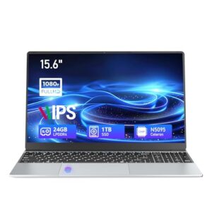 Gaming laptop,15.6 inch Laptop Computer, Laptops Celeron N5095 Processor, 24GB 1TB SSD FHD 1920 * 1080 Display 180 Angle Opening Fingerprint Unlock Backlit Keyboard Mini-HDMI Traditional Computers