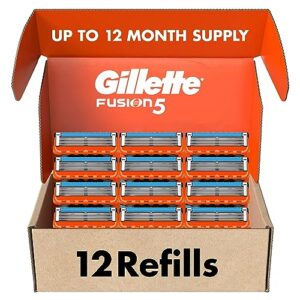 Gillette Fusion5 Mens Razor Blade Refills, 12 Count, Lubrastrip for a More Comfortable Shave