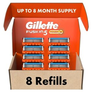 Gillette Fusion5 Power Razor Blades for Men, 5-Blade Razor Refills, 8 Count
