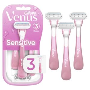 Gillette Venus Sensitive Women’s Disposable Razors – Single Package of 3 Razors