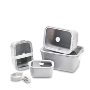 Glass Food Storage & Meal Prep Container Set of 4 with Airtight Glass Lids, Leakproof, 3 Free Straps, Ceramic-Coated Borosilicate, Oven, Microwave Safe, BPA & Plastic-Free