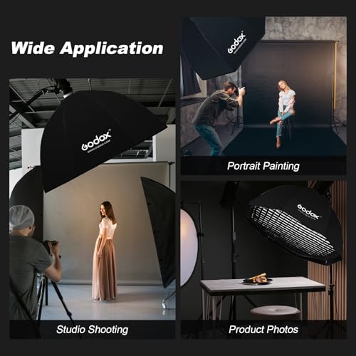 Godox SB-UE Octagon Softbox 47"/120cm Umbrella Softbox Reflector with Honeycomb Grid for Speedlight Flash (Bowens Mount) - Image 7