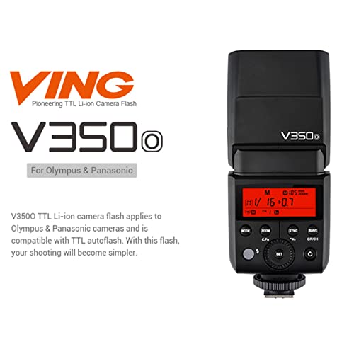 Godox V350O TTL Flash for Olympus Panasonic GN36 1/8000s HSS Camera Flash w/ 2000mAH Battery 500 Times Full Power Flash 0.1s-1.7s Recycle Time for Olympus Panasonic Camera (V350-O) - Image 3