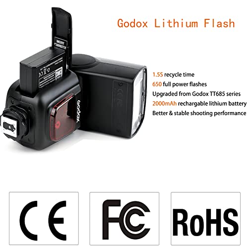 Godox V860II-N TTL Flash 2.4G GN60 1/8000s High-Speed-Sync Speedlite 650 Full Power Flashes Compatible with Nikon D800 D700 D7100 D7000 D5200 D5100 D5000 D300 D300S D3200 D3100 D3000 D200 (V860IIN) - Image 7