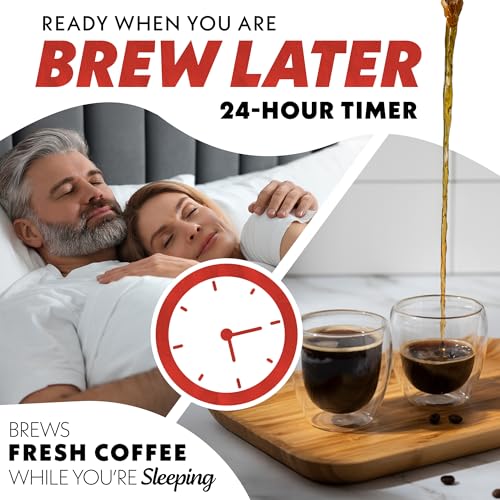Gourmia GCM3518 5-Cup Programmable Drip Coffee Maker, Brew Later Timer, Adjustable 4-Hr Keep Warm, Pause & Serve, Freshness Timer, 700 W Compact Glass Carafe, EZ-View Water Window - Image 6