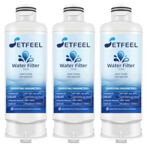 HAF-QIN/EXP Refrigerator Water Filter Replacement for Samsung Haf-qin DA97-17376B Rs27t5200sr hafqin Rs22t5201sr Rf27t5241sr Rf29a9671sr Da97-08006c Rf28t5001sr Rf27t5201sr, 3 PacK SETFEEL