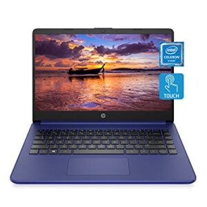 HP 14 Laptop, Intel Celeron N4020, 4 GB RAM, 64 GB Storage, 14-inch HD Touchscreen, Windows 11 Home, Thin & Portable, 4K Graphics, One Year of Microsoft 365 (14-dq0050nr, Indigo Blue)