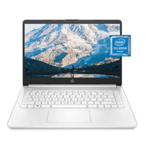 HP 14 Laptop, Intel Celeron N4020, 4 GB RAM, 64 GB Storage, 14-inch Micro-edge HD Display, Windows 11 Home, Thin & Portable, 4K Graphics, One Year of Microsoft 365 (14-dq0040nr, Snowflake White)
