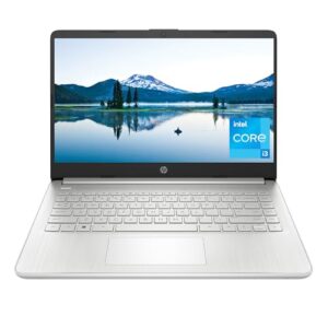 HP 14 inch Laptop, HD Display, Intel Core i3-1215U, 8 GB RAM, 256 GB SSD, Intel UHD Graphics, Windows 11 Home in S Mode, Natural Silver, 14-dq5009nr