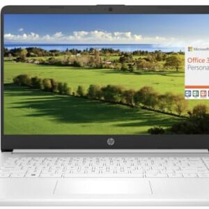 HP 2024 14″ Laptop Notebook Thin Light for Students Business, Quad-Core Intel N4120, 8GB RAM, 192GB (64GB eMMC+ 128GB Card), 1 Year Office 365, Webcam, WiFi, Windows 11S, HubxcelAccessory White