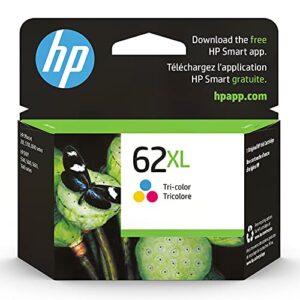 HP 62XL Tri-color High-yield Ink Cartridge | Works with Printer Series: ENVY 5540, 5640, 5660, 7640; OfficeJet 5740, 8040; OfficeJet Mobile 200, 250 | Eligible for Instant Ink | C2P07AN