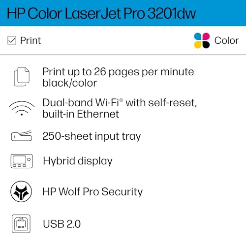 HP Color Laserjet Pro 3201dw Wireless Color Laser Printer, Office Printer, Duplex, Best-for-Office (499Q9F) - Image 3