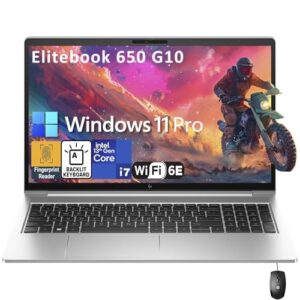 HP Elitebook 650 G10 15 15.6″ FHD Business Laptop Computer, 13th Gen Intel 10-Core i7-1355U, 32GB DDR4 RAM, 1TB PCIe SSD, WiFi 6E, BT5.3, Backlit Keyboard, Fingerprint Reader, Windows 11 Pro, AZ-XUT