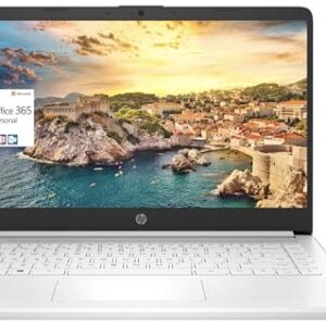 HP New 14″ HD Light Thin Laptop Student Business, Quad-Core Intel N4120, 8GB RAM, 192GB (64GB eMMC+ 128GB Card), Webcam, Wi-Fi, Long Battery, Windows 11S + 1 Year Office 365, White+MarxsolAccessory