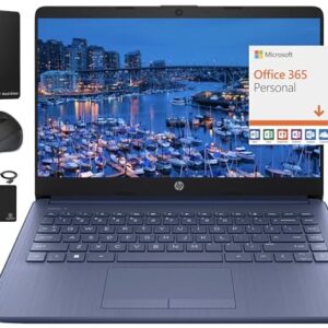 HP New 14″ HD Ultra Light Thin Laptop, Quad-Core Intel Celeron Processor, 16GB RAM, 564GB (64GB eMMC+ 500GB Ext Driver), Upto 11 Hours, Windows 11 S + 1 Year Office 365+HubxcelAccessory, Royal Blue