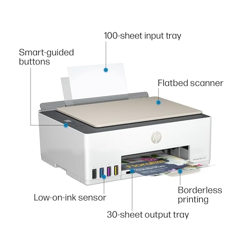 HP Smart-Tank 5000 Wireless All-in-One Ink-Tank Printer with up to 2 years of ink included, mobile print, scan, copy, white, 17.11 x 14.23 x 6.19 - Image 5