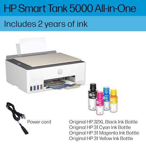 HP Smart-Tank 5000 Wireless All-in-One Ink-Tank Printer with up to 2 years of ink included, mobile print, scan, copy, white, 17.11 x 14.23 x 6.19 - Image 7