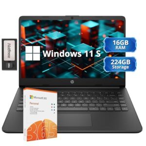 HP Stream 14″ HD Lightweight Laptop, Intel Celeron N4120, 16GB RAM, 224GB Storage(64GB eMMC + 160GB Docking Station), Intel UHD Graphics, HD Webcam, 1 Year Office 365, WiFi, Bluetooth, Win 11s, Black