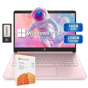 HP Stream 14″ HD Lightweight Laptop, Intel Celeron N4120, 16GB RAM, 224GB Storage(64GB eMMC + 160GB Docking Station), Intel UHD Graphics, HD Webcam, 1 Year Office 365, WiFi, Bluetooth, Win 11s, Pink